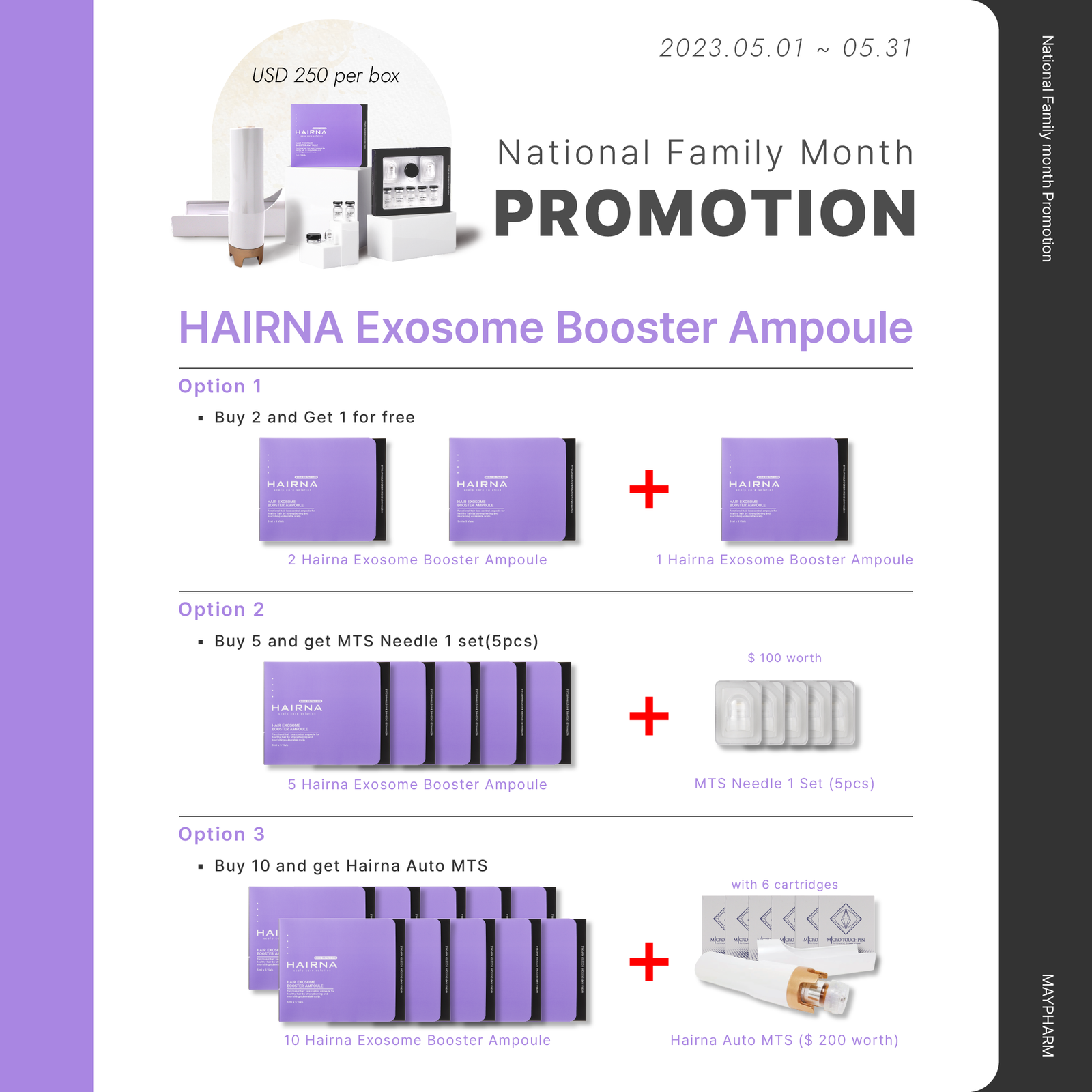 HAIRNA EXOSOME BOOSTER AMPOULE BUY 2 GET 1 FOR FREE HAIRNA AUTO MTS
